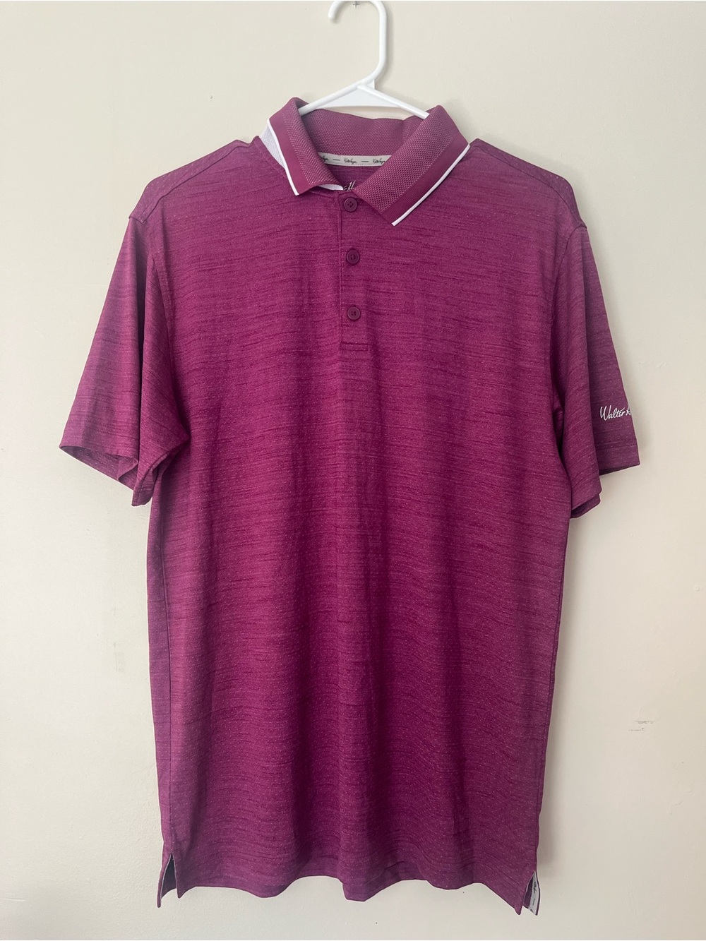 Walter Hagen Men's Polo in Plum with White-Trim Collar